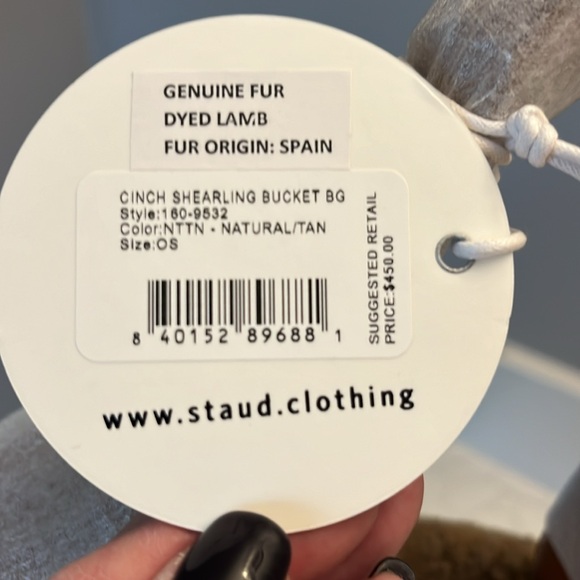 NWT Staud Cinch Shearling Bucket Bag - Picture 2 of 5